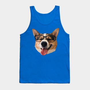 Corgi Dog with Glasses Tank Top